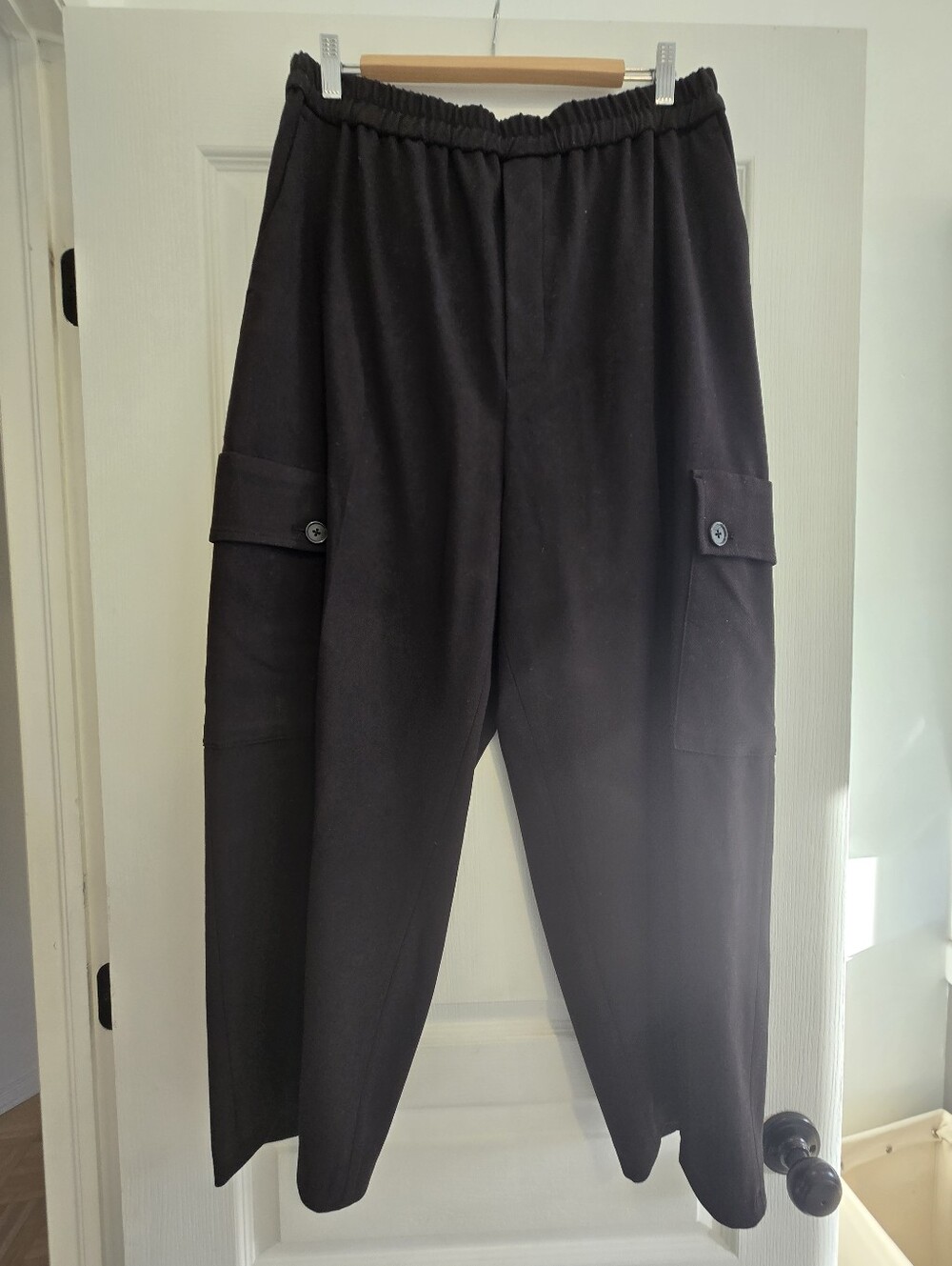 In Wear Dress Cargo Pants Black, with Elastic Waist XL